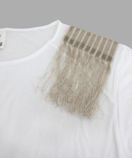 RNA-N（アールエヌエーエヌ）の「M0925 ショルダーフリンジTシャツ（Tシャツ/カットソー・レディース・ホワイト/グレー/ネイビー・MEDIUM）」の15枚目の写真