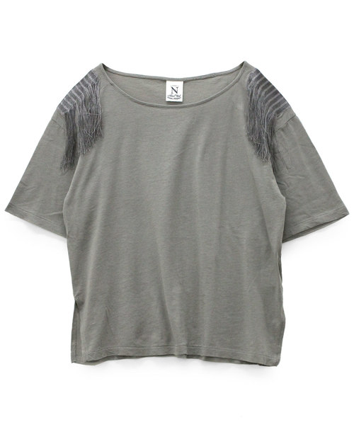 RNA-N（アールエヌエーエヌ）の「M0925 ショルダーフリンジTシャツ（Tシャツ/カットソー・レディース・ホワイト/グレー/ネイビー・MEDIUM）」の9枚目の写真