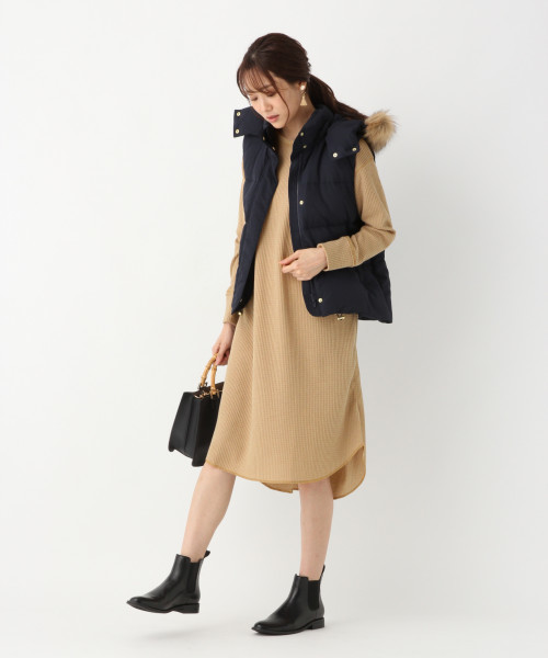 GLOBAL WORK(グローバルワーク)の「サーモワッフルカットワンピ/815137(ワンピース・レディース・ブラック/グレー/ブラウン・MEDIUM/LARGE)」の4枚目の写真