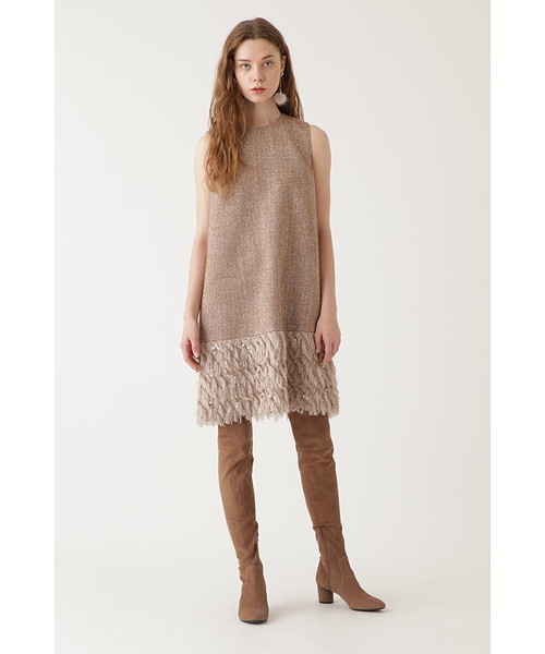 JILL STUART(ジルスチュアート)の「エレクトラ ツイード×カットジャガードワンピース(ワンピース・レディース・ブラック/ベージュ・2/4/0)」の8枚目の写真