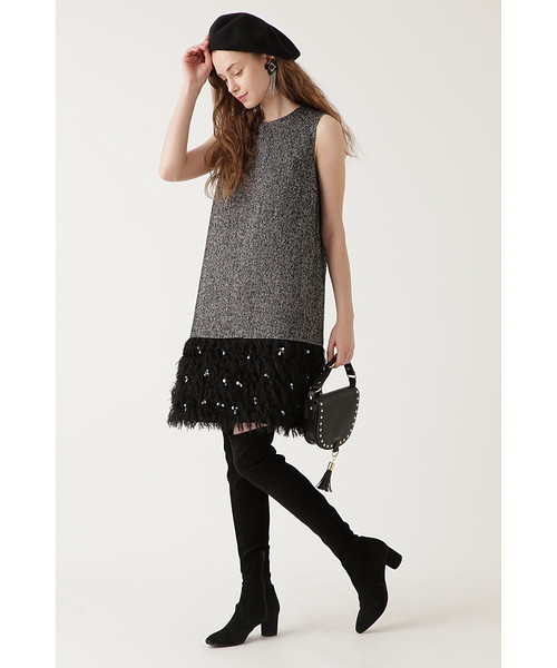 JILL STUART(ジルスチュアート)の「エレクトラ ツイード×カットジャガードワンピース(ワンピース・レディース・ブラック/ベージュ・2/4/0)」の12枚目の写真