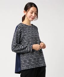 【La・comfy】JQリングボーダー ドロップショルダープルオーバー