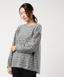 【La・comfy】JQリングボーダー ドロップショルダープルオーバー