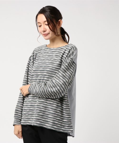 VIBGYOR Women（ヴィブジョー　ウィメン）の「【La・comfy】JQリングボーダー ドロップショルダープルオーバー（ニット/セーター・レディース・ブラック/ネイビー/ブルー・FREE）」の3枚目の写真