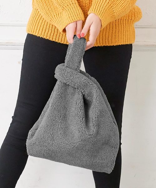 KOBE LETTUCE（コウベレタス）の「もこもこボアマルシェバッグ＊レディース/かばん[B1209]神戸レタス（ハンドバッグ・レディース・ブラック/グレー/アイボリー・FREE）」の3枚目の写真