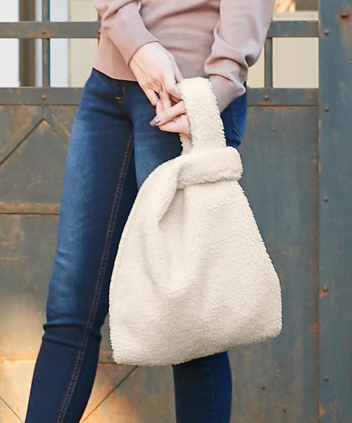 KOBE LETTUCE（コウベレタス）の「もこもこボアマルシェバッグ＊レディース/かばん[B1209]神戸レタス（ハンドバッグ・レディース・ブラック/グレー/アイボリー・FREE）」の13枚目の写真