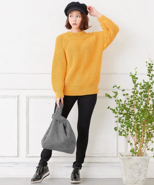 KOBE LETTUCE（コウベレタス）の「もこもこボアマルシェバッグ＊レディース/かばん[B1209]神戸レタス（ハンドバッグ・レディース・ブラック/グレー/アイボリー・FREE）」の11枚目の写真