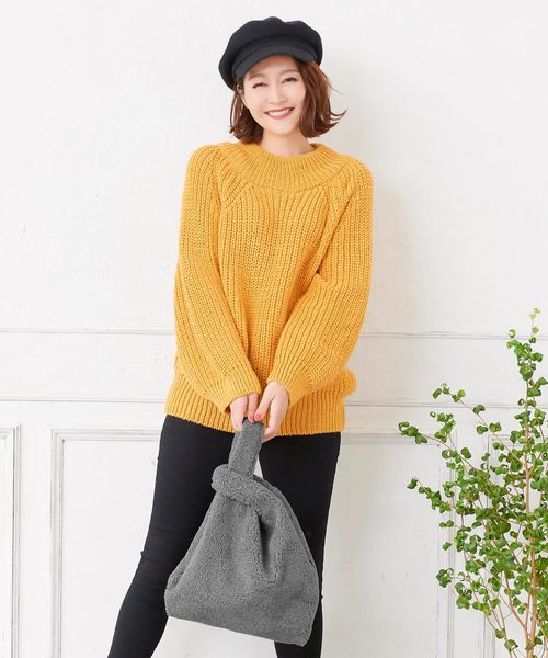 KOBE LETTUCE（コウベレタス）の「もこもこボアマルシェバッグ＊レディース/かばん[B1209]神戸レタス（ハンドバッグ・レディース・ブラック/グレー/アイボリー・FREE）」の7枚目の写真