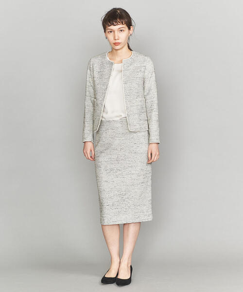 【美品】ユナイテッドアローズ ノーカラー ツイード ジャケット カジュアル 38 アウトレットのノーカラージャケットの商品一覧｜ユナイテッド