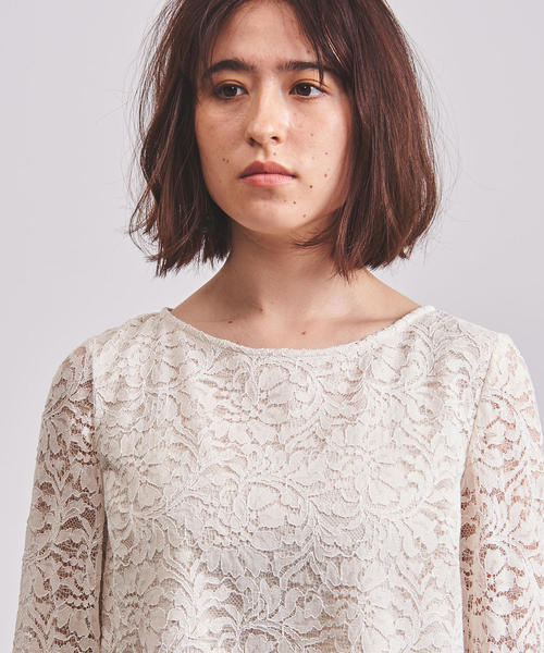 美品 ユナイテッドアローズ チェーンレース ブラウス ブルー 長袖 UNITED ARROWS（ユナイテッドアローズ）の「UBCS チェーンレース