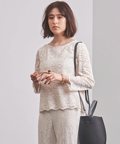 美品 ユナイテッドアローズ チェーンレース ブラウス ブルー 長袖 UNITED ARROWS（ユナイテッドアローズ）の「UBCS チェーンレース
