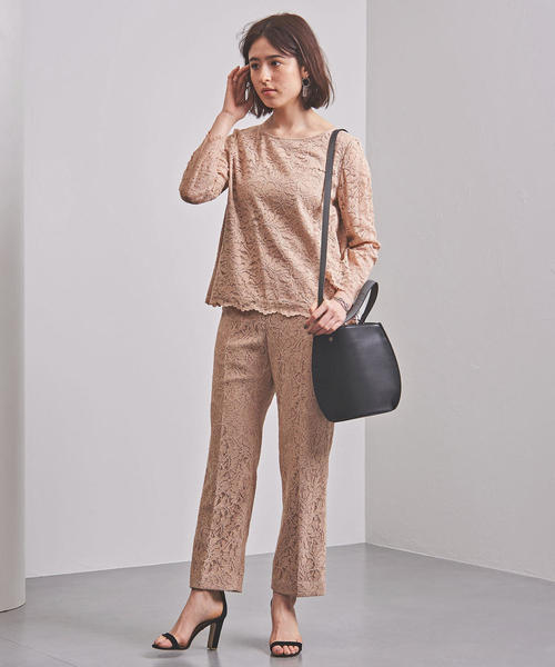 美品 ユナイテッドアローズ チェーンレース ブラウス ブルー 長袖 UNITED ARROWS（ユナイテッドアローズ）の「UBCS チェーンレース