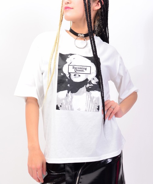 babyShoop(ベイビーシュープ)の「プリントオーバーサイズ半袖TOPS(Tシャツ/カットソー)」|ホワイト