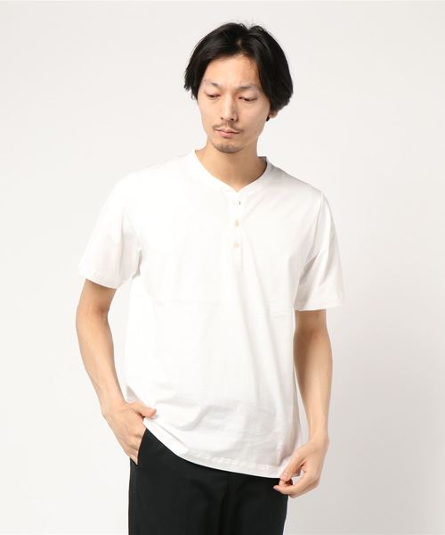CRAFT STANDARD BOUTIQUE（クラフトスタンダードブティック）の「ヘンリーネックカットプルオーバー ☆●（Tシャツ/カットソー・メンズ・その他7/グレー系その他/グレー系その他4/オフホワイト/ブラック/ブルー・LL/M/L）」の2枚目の写真