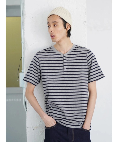 CRAFT STANDARD BOUTIQUE（クラフトスタンダードブティック）の「ヘンリーネックカットプルオーバー ☆●（Tシャツ/カットソー・メンズ・その他7/グレー系その他/グレー系その他4/オフホワイト/ブラック/ブルー・LL/M/L）」の4枚目の写真