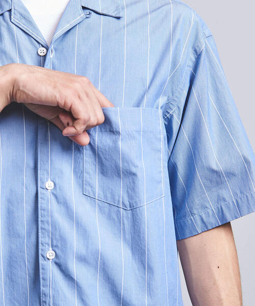 UNITED ARROWS(ユナイテッドアローズ)の「<UNITED ARROWS> ブルーストライプ オープンカラー ショートスリーブシャツ†(シャツ/ブラウス・メンズ・ライトブルー/ロイヤルブルー・S/M/L/XL)」の10枚目の写真