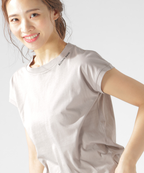 BAYFLOW(ベイフロー)の「カリフォルニアコットン刺繍T(Tシャツ/カットソー・レディース・ピンク/ベージュ/ブラック/ホワイト・FREE)」の4枚目の写真