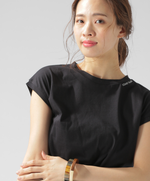 BAYFLOW(ベイフロー)の「カリフォルニアコットン刺繍T(Tシャツ/カットソー・レディース・ピンク/ベージュ/ブラック/ホワイト・FREE)」の3枚目の写真