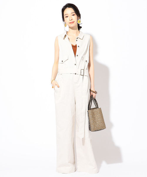 SHIPS（シップス）の「MIHO NOJIRI×Prefer SHIPSリネンオールインワン◇（ワンピース・レディース・ライトグレー/グリーン・38/36）」の7枚目の写真