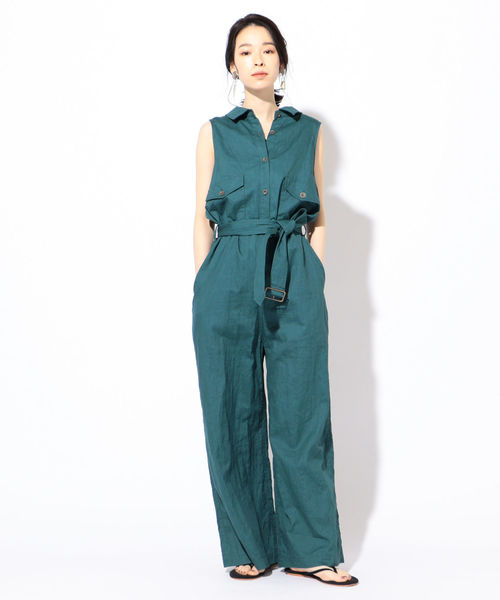 SHIPS（シップス）の「MIHO NOJIRI×Prefer SHIPSリネンオールインワン◇（ワンピース・レディース・ライトグレー/グリーン・38/36）」の9枚目の写真