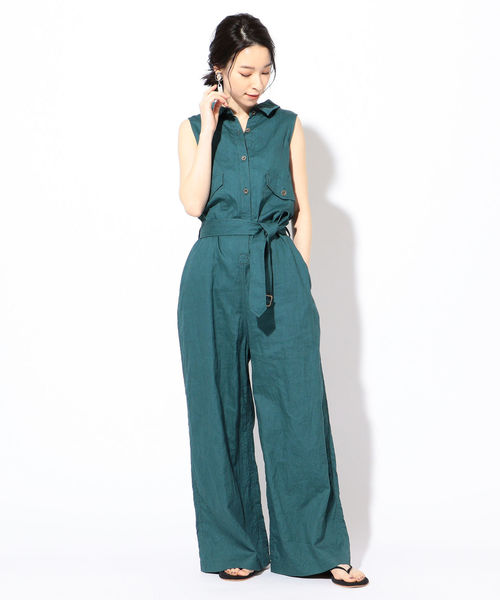 SHIPS（シップス）の「MIHO NOJIRI×Prefer SHIPSリネンオールインワン◇（ワンピース・レディース・ライトグレー/グリーン・38/36）」の13枚目の写真