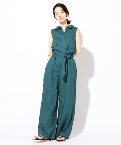 SHIPS（シップス）の「MIHO NOJIRI×Prefer SHIPSリネンオールインワン◇（ワンピース・レディース・ライトグレー/グリーン・38/36）」の14枚目の写真