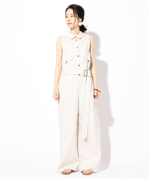 SHIPS（シップス）の「MIHO NOJIRI×Prefer SHIPSリネンオールインワン◇（ワンピース・レディース・ライトグレー/グリーン・38/36）」の19枚目の写真