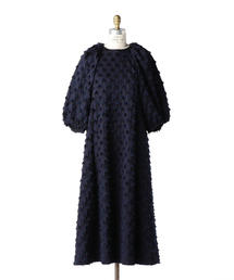 Drawer  シルクウールジャカードVネック　ワンピース　2022aw Eyelet Cut Jacquard Dress｜アイレットジャガードワンピース