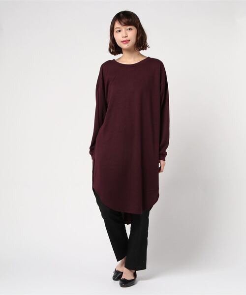 STYLEBLOCK（スタイルブロック）の「起毛天竺長袖ワンピース（ワンピース・レディース・ブラック/ベージュ/モカ/パープル・M）」の4枚目の写真
