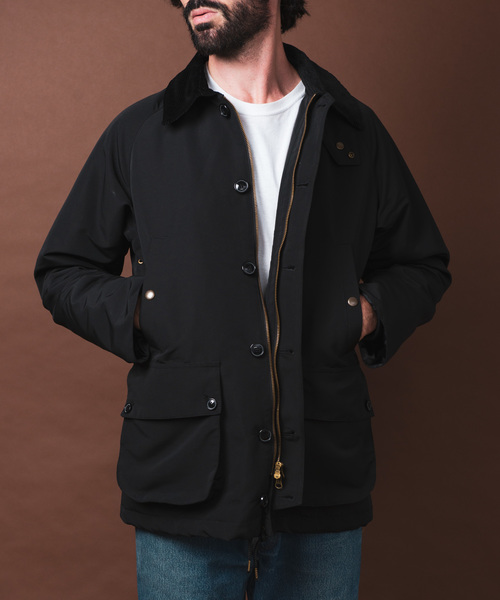 YARD PLUS(ヤードプリュス)の「YARD PLUS コーデュロイ切替ボアブルゾン(ミリタリージャケット)」|ブラック