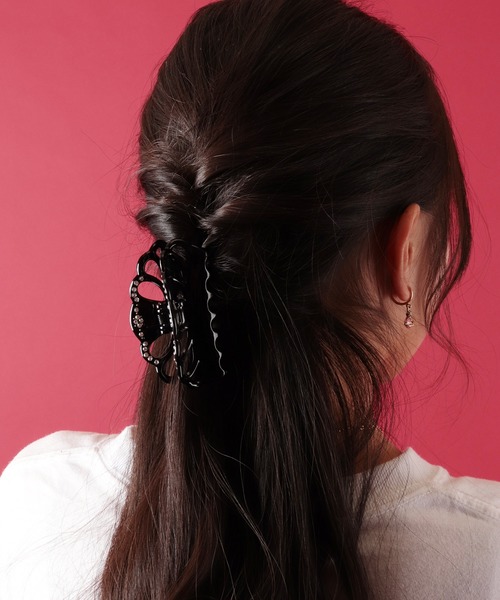 アッカ*ストーン付き　ヘアクリップ　バレッタ アッカ バレッタ ヘアクリップ バレッタ ラインストーン 2点