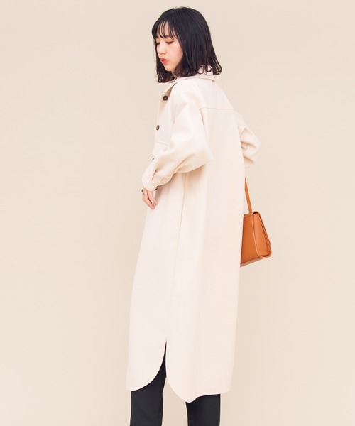 Aunt Marie's（アントマリーズ）の「AUNT MARIE'S メルトンCPOロングシャツアウター（カバーオール・レディース・アイボリー/ブラック/モカ・FREE）」の4枚目の写真