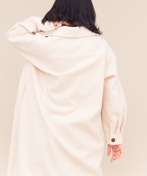 Aunt Marie's（アントマリーズ）の「AUNT MARIE'S メルトンCPOロングシャツアウター（カバーオール・レディース・アイボリー/ブラック/モカ・FREE）」の16枚目の写真