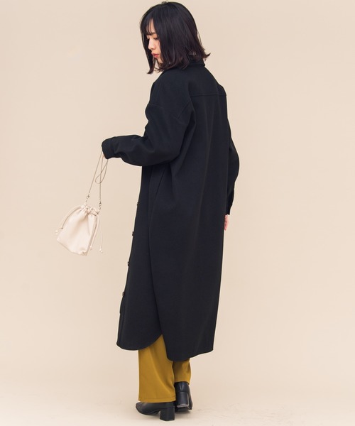 Aunt Marie's（アントマリーズ）の「AUNT MARIE'S メルトンCPOロングシャツアウター（カバーオール・レディース・アイボリー/ブラック/モカ・FREE）」の8枚目の写真