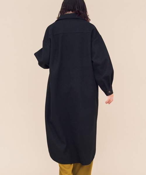 Aunt Marie's（アントマリーズ）の「AUNT MARIE'S メルトンCPOロングシャツアウター（カバーオール・レディース・アイボリー/ブラック/モカ・FREE）」の5枚目の写真