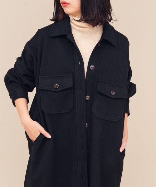 Aunt Marie's（アントマリーズ）の「AUNT MARIE'S メルトンCPOロングシャツアウター（カバーオール・レディース・アイボリー/ブラック/モカ・FREE）」の22枚目の写真