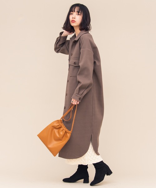 Aunt Marie's（アントマリーズ）の「AUNT MARIE'S メルトンCPOロングシャツアウター（カバーオール・レディース・アイボリー/ブラック/モカ・FREE）」の20枚目の写真