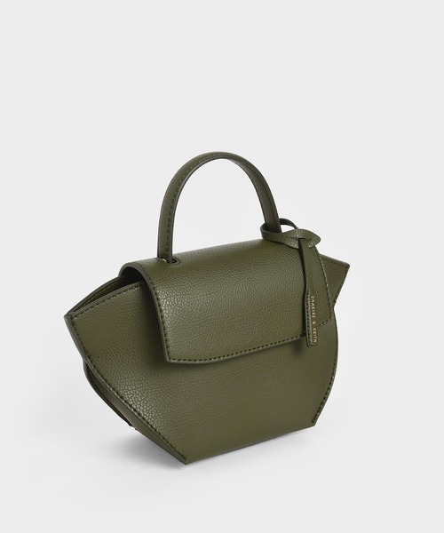 CHARLES & KEITH キャンバストラペーズ トップハンドルバッグ CHARLES & KEITH キャンバストラペーズ トップハンドルバッグ