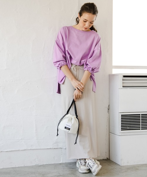 niko and...（ニコアンド）の「CORDURA巾着バッグ（ショルダーバッグ・レディース・ブラック/ベージュ/パープル/オフホワイト/イエロー・0）」の7枚目の写真