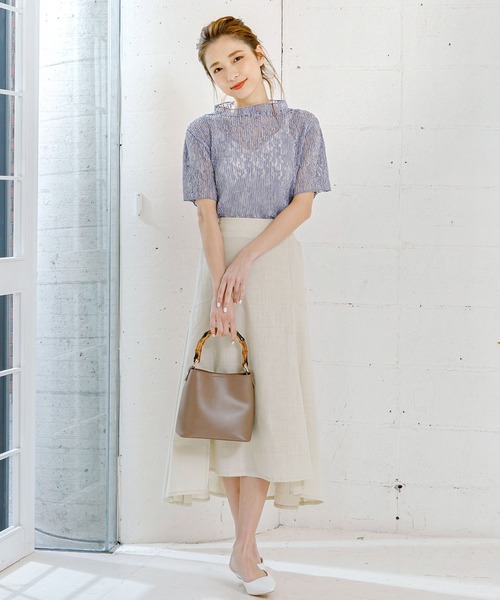KOBE LETTUCE(コウベレタス)の「プリーツレースブラウストップス(シャツ/ブラウス・レディース・ピンク/ブルー/オフホワイト/ベージュ/ブラック/キャメル・FREE)」の18枚目の写真