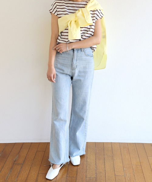 andme(アンドミー)の「ポンチフレンチスリーブ背中タックトップス(Tシャツ/カットソー・レディース・ブラック/オフホワイト/ラベンダー/ホワイト×ブラック/グレー系その他/ベージュ系その他/パープル系その他/ライトベージュ/ピンク/ホワイト×ブラウン・M/L)」の16枚目の写真