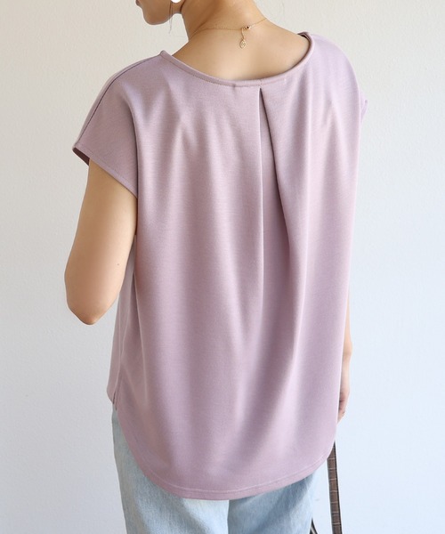 andme(アンドミー)の「ポンチフレンチスリーブ背中タックトップス(Tシャツ/カットソー・レディース・ブラック/オフホワイト/ラベンダー/ホワイト×ブラック/グレー系その他/ベージュ系その他/パープル系その他/ライトベージュ/ピンク/ホワイト×ブラウン・M/L)」の18枚目の写真