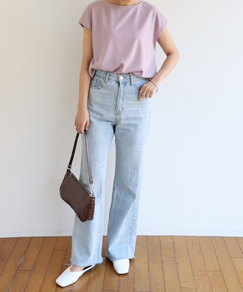 andme(アンドミー)の「ポンチフレンチスリーブ背中タックトップス(Tシャツ/カットソー・レディース・ブラック/オフホワイト/ラベンダー/ホワイト×ブラック/グレー系その他/ベージュ系その他/パープル系その他/ライトベージュ/ピンク/ホワイト×ブラウン・M/L)」の19枚目の写真