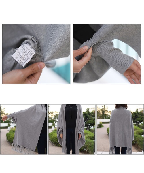 Tiaclasse(ティアクラッセ)の「ストール風カーディガン(カーディガン/ボレロ・レディース・ベージュ/チャコールグレー/キナリ/グレー/モカ/ミント/ピンク/パープル/レンガ/ライトブルー/ターコイズブルー・FREE)」の13枚目の写真