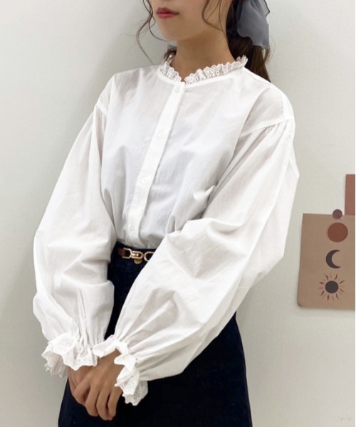 apres jour(アプレジュール)の「コットンレースフリルブラウス【ZOZOTOWN限定アイテム】(シャツ/ブラウス・レディース・アイボリー/オフホワイト・フリー)」の4枚目の写真