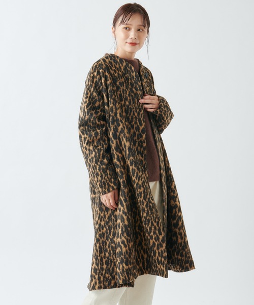 Omekashi（オメカシ）の「ノーカラーAラインコート（ノーカラーコート・レディース・ブラウン/アイボリー/ブラウン系その他2・FREE）」の12枚目の写真