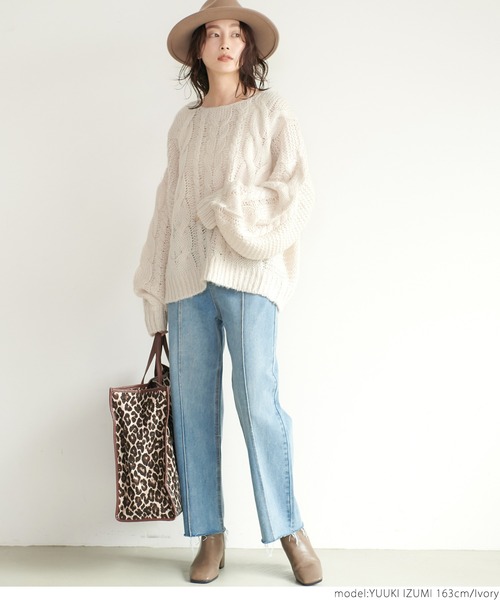 coca（coca）（コカ）の「やわらかローゲージニット（ニット/セーター・レディース・アイボリー/ライトグリーン/パープル・ONE SIZE）」の5枚目の写真