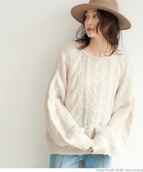 coca（coca）（コカ）の「やわらかローゲージニット（ニット/セーター・レディース・アイボリー/ライトグリーン/パープル・ONE SIZE）」の6枚目の写真