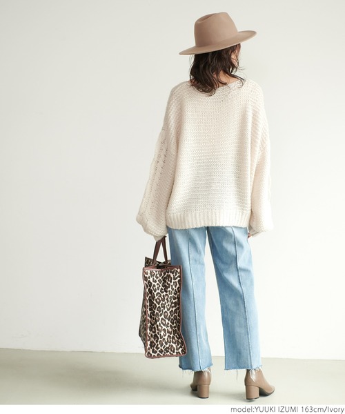 coca（coca）（コカ）の「やわらかローゲージニット（ニット/セーター・レディース・アイボリー/ライトグリーン/パープル・ONE SIZE）」の7枚目の写真