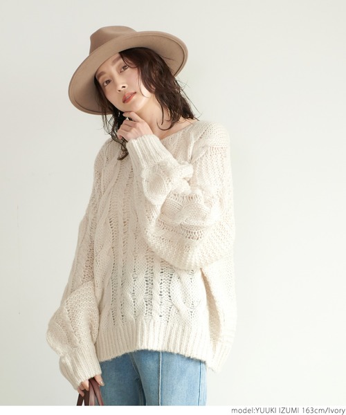 coca（coca）（コカ）の「やわらかローゲージニット（ニット/セーター・レディース・アイボリー/ライトグリーン/パープル・ONE SIZE）」の8枚目の写真